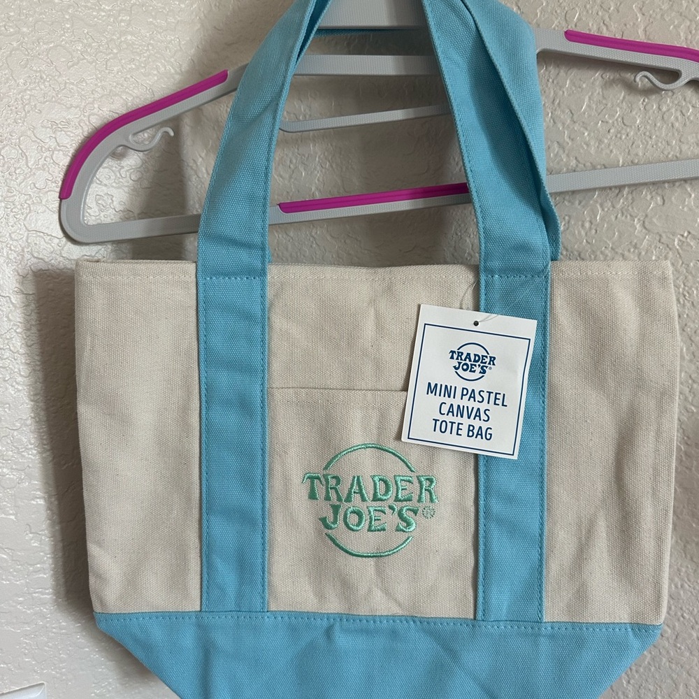 Trader Joe's viral Mini Pastel Canvas Tote Bag Blue